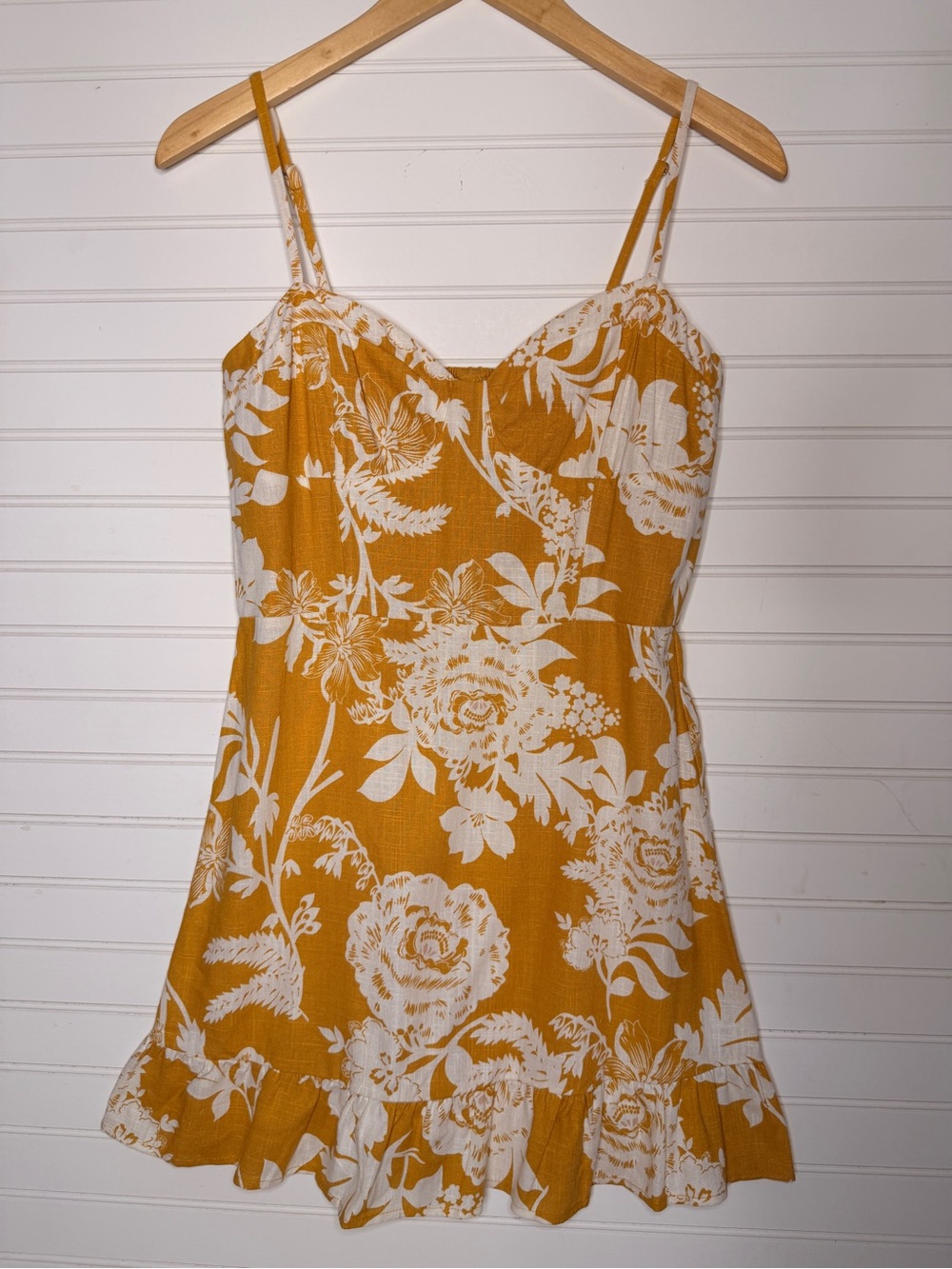 Wild Fable Marigold Yellow Floral Mini Dress Sz M